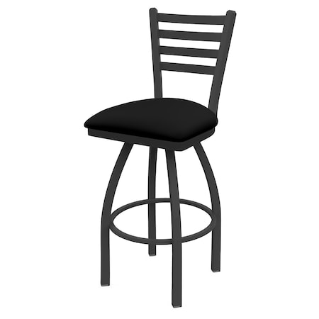 25 Swivel Counter Stool,Pewter Finish,Black Vinyl Seat